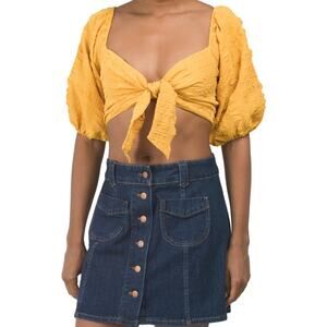 Lush NEW Cropped Tie Front Top MariGold Small